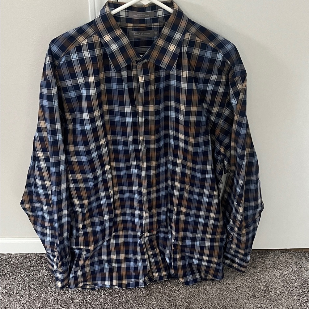 Daniel Cremieux Navy and Chestnut Plaid Shirt